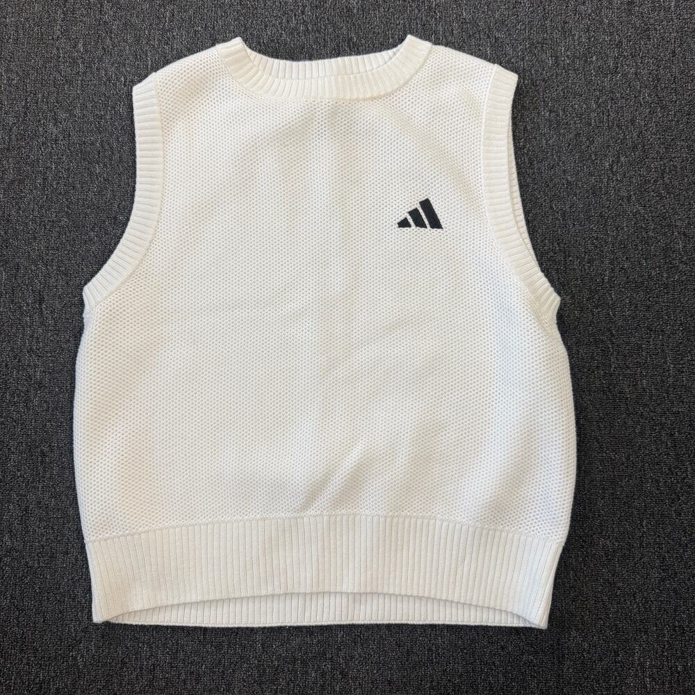 Vintage Y2k Adidas Golf White Knit Classic Oversized Sleeveless Vest Women's M